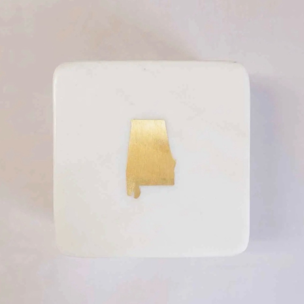 Gold Alabama State Marble Set of 4 Drink Coasters